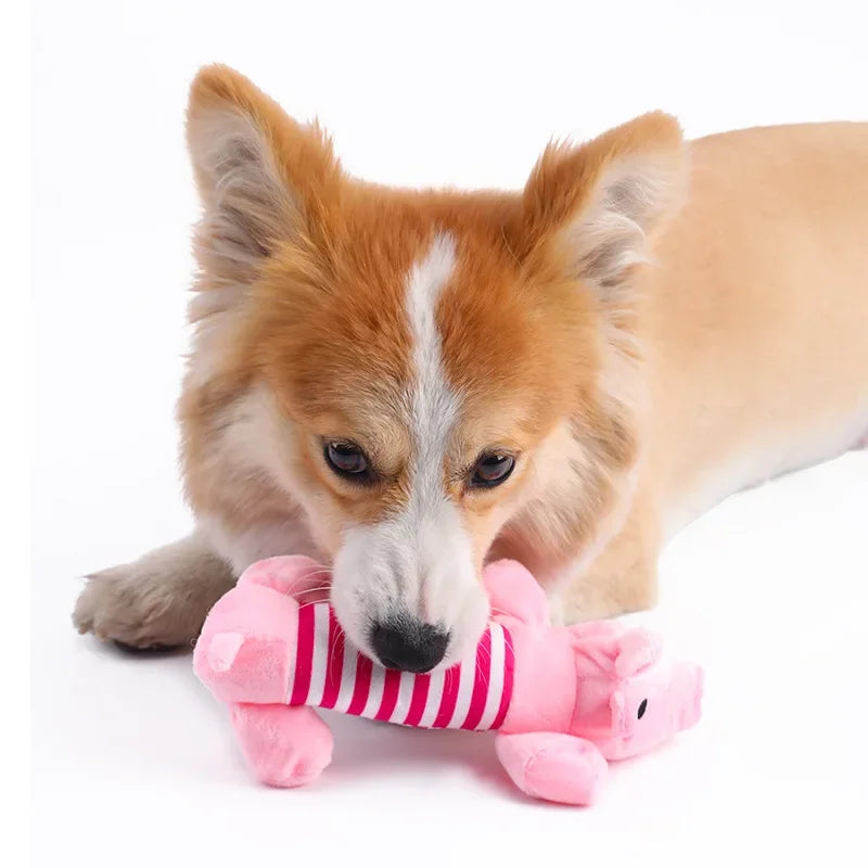 Pet Dogs, Cats, Plush Cartoon Embroidery, Bite Resistant and Stress Relieving, Ducks, Pigs, Elephants, Cute Vocalizations Toys